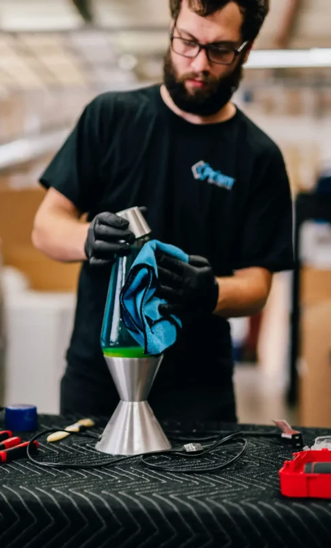 Man restoring a lava lamp
